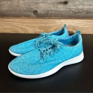 Allbirds Wool Runners Women’s 8 Natural Sneakers Teal Blue Lace Up Wool‎ Shoes